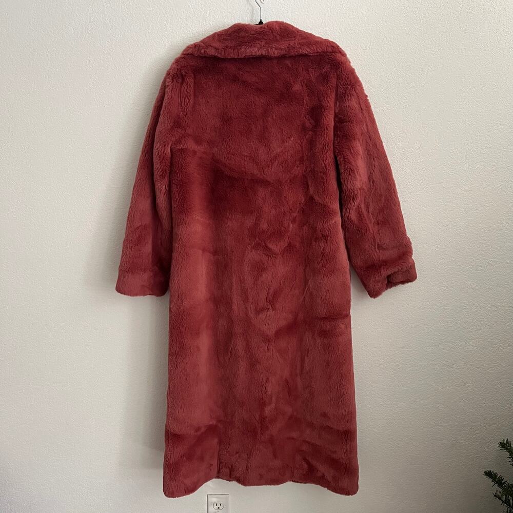 Ena Pelly Red Faux Fur Teddy Longline Oversized Coat - Picture 6 of 6